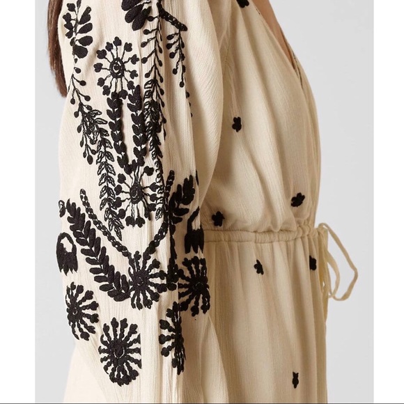 FREE PEOPLE EMBROIDERED V-NECK WIDE LEG JUMPSUIT - Picture 7 of 14